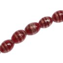 Glass Beads Shiny Spiral red with gold oval / 15mm / 26pcs.