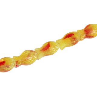 Glass Beads Shiny  design yellow Fish / 15mm / 22pcs.