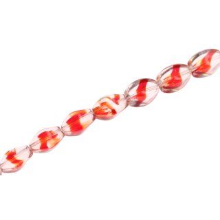 Glass Beads Shiny  red Twisted / 13mm / 31pcs.