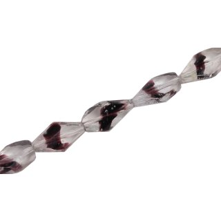 Glass Beads Shiny Transparent with black Twisted / 16x10mm / 20pcs.
