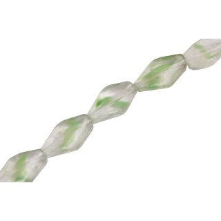 Glass Beads Shiny Transparent with mint Twisted / 16x10mm / 20pcs.