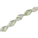 Glass Beads Shiny Transparent with mint Twisted / 16x10mm...