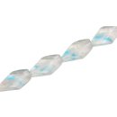 Glass Beads Shiny Transparent with white/blue Twisted /...