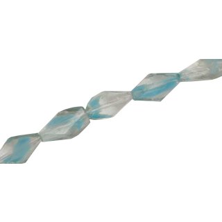 Glass Beads Shiny Transparent with blue Twisted / 16x10mm / 20pcs.
