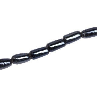 Glass Beads Shiny  black tube rounded / 12mm / 33pcs.