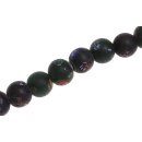 Glass Beads Shiny  green w design round / 15mm / 29pcs.
