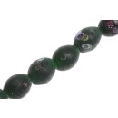 Glass Beads Matt green w design oval / 25mm / 17pcs.