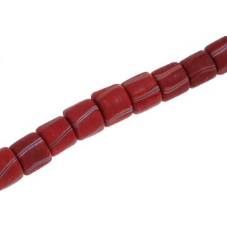 Glass Beads Matt red w design tube / 14mm / 22pcs.