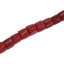 Glass Beads Matt red w design tube / 14mm / 22pcs.
