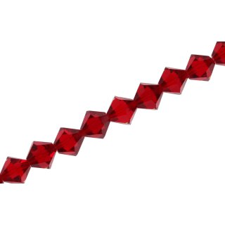 Glass Beads Shiny Faceted Red Octahedron / 8mm / 49pcs.