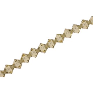 Glass Beads Shiny Faceted Green sheen Octahedron / 8mm / 49pcs.