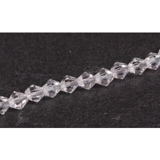 Glass Beads Shiny Faceted  Transparent Octahedron / 6mm / 51pcs.