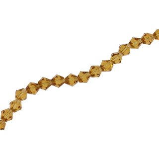 Glass Beads Shiny Faceted  honey Octahedron / 6mm / 51pcs.