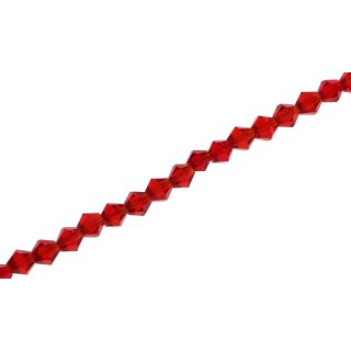 Glasperlen Shiny Faceted red Octahedron / 6mm / 51pcs.