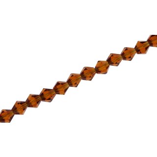 Glasperlen Shiny Faceted brown Octahedron / 6mm / 51pcs.