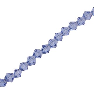 Glasperlen Shiny Faceted light blue Octahedron / 6mm / 51pcs.