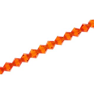 Glass Beads Shiny Faceted orange Octahedron / 6mm / 51pcs.