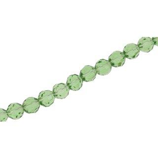 Genuine crystal faceted glass beads  green round / 8mm / 51pcs.
