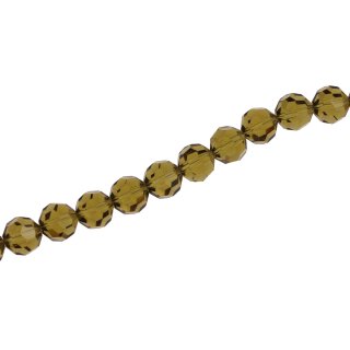 Genuine crystal faceted glass beads  Olive round / 8mm / 51pcs.