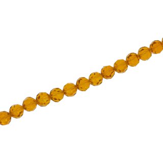 Genuine crystal faceted glass beads  yellow orange round / 8mm / 51pcs.