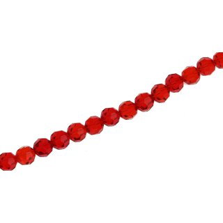 Genuine crystal faceted glass beads red round / 8mm / 51pcs.