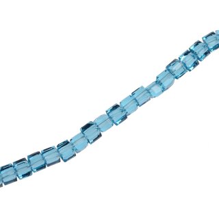 Genuine crystal faceted glass beads pool blue dice / 4mm / 100pcs.