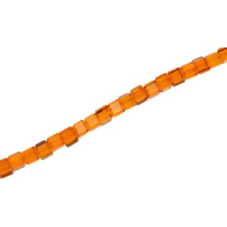Genuine crystal faceted glass beads orange dice / 4mm / 100pcs.