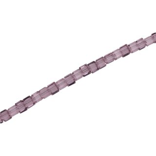 Genuine crystal faceted glass beads light pink dice / 4mm / 100pcs.