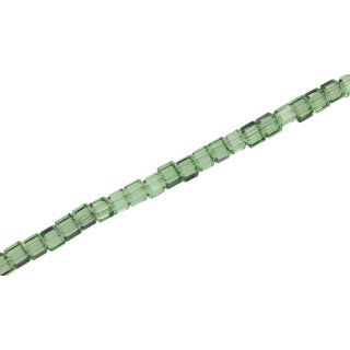 Genuine crystal faceted glass beads green dice / 4mm / 100pcs.