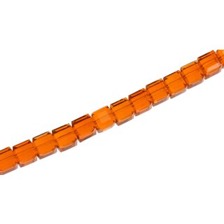 Genuine crystal faceted glass beads orange dice / 8mm / 50pcs.