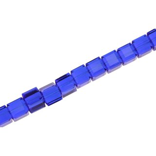 Genuine crystal faceted glass beads blue dice / 8mm / 50pcs.