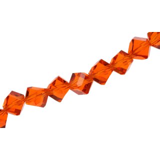 Genuine crystal faceted glass beads Orange Cube / 8mm / 57pcs.