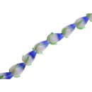 Glass Beads Shiny Blue white  / 15mm / 20pcs.