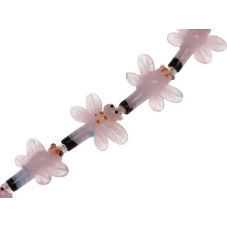 Glass Beads Shiny w design light pink  / 27mm / 14pcs.