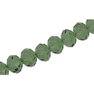 Genuine crystal faceted glass beads green wheel / 12x15mm / 34pcs.