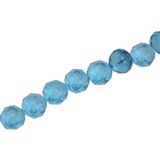 Genuine crystal faceted glass beads aqua blue wheel / 9x12mm / 39pcs.