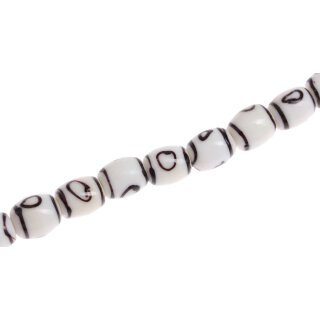 Glasperlen with Eye design  White oval / 15x13mm / Ca .28pcs.