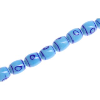 Glass Beads with Eye design  Light blue oval / 15x13mm / 28pcs.