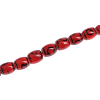 Glass Beads with Eye design  Red oval / 15x13mm / 28pcs.