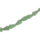 Glass Beads matt  Green  Teardrops / 18mm / 22pcs.