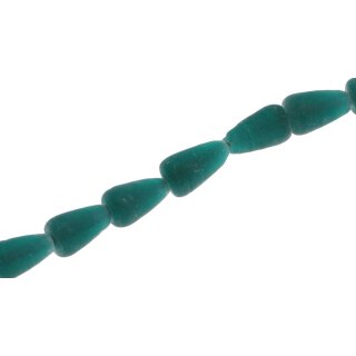 Glass Beads matt  Dark Green  Teardrops / 18mm / 22pcs.