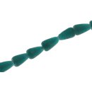Glass Beads matt  Dark Green  Teardrops / 18mm / 22pcs.