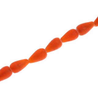 Glass Beads matt Orange Teardrops / 18mm / 22pcs.