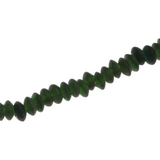 Glass Beads matt Dark Green Saucer / 5x11mm / 79pcs.