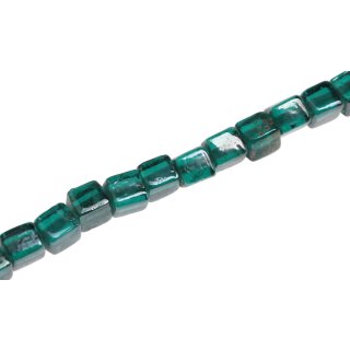 Glass Beads Shiny  Dark green Dice / 11mm / 35pcs.