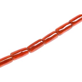 Glass Beads Shiny  Orange Tube / 20x10mm / 18pcs.