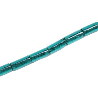 Glass Beads Shiny  Dark green Tube / 20x10mm / 18pcs.