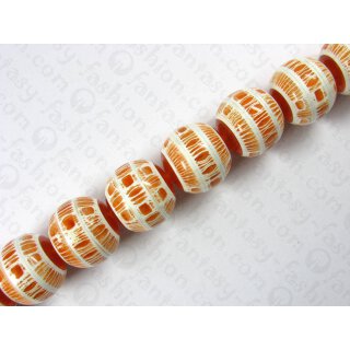 H Knochen ball beads with orange resin ca. 25mm