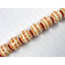 Shark bone ball beads with orange resin ca. 25mm