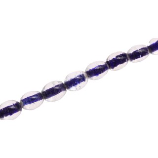 Glass Beads Shiny Transparent  blue oval / 15mm / 29pcs.